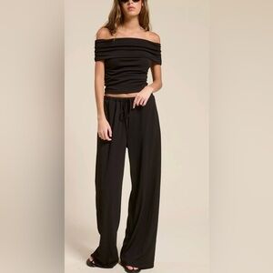 Black Wide leg pant and off shoulder set